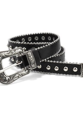 新品 小众铆钉装饰皮带细腰带欧美气质百搭裤带女士朋克风牛仔朋