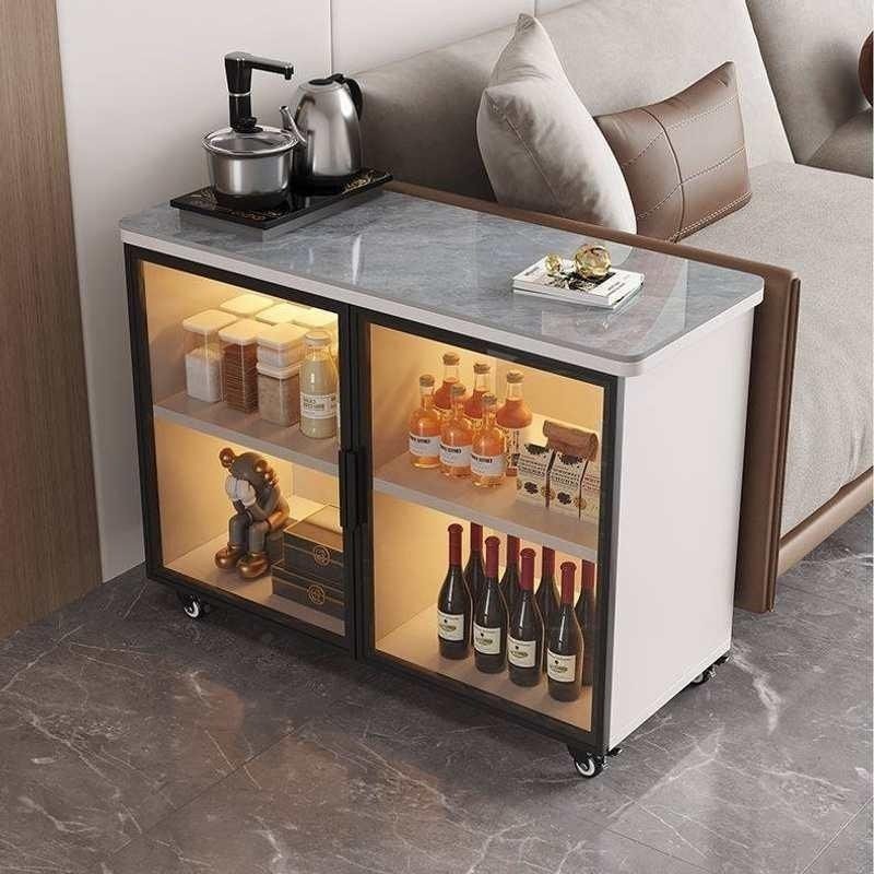 实木客厅摆放可移动茶几家用轻奢岩板储物柜沙发边柜茶水柜置物柜,商业/办公家具,足浴茶几/茶水柜,淘宝优惠券,粉丝福利购,淘宝优惠卷