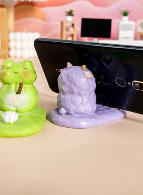 可爱喜气莲莲手机支架支架桌面家居摆件佛平板树脂摆件手机批发系