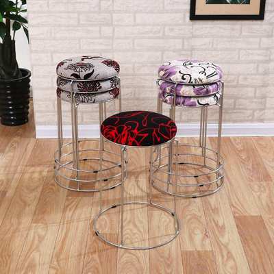 简易家用圆凳可叠放加厚木钢筋流水席餐馆饭店铁凳子加固凳子简约