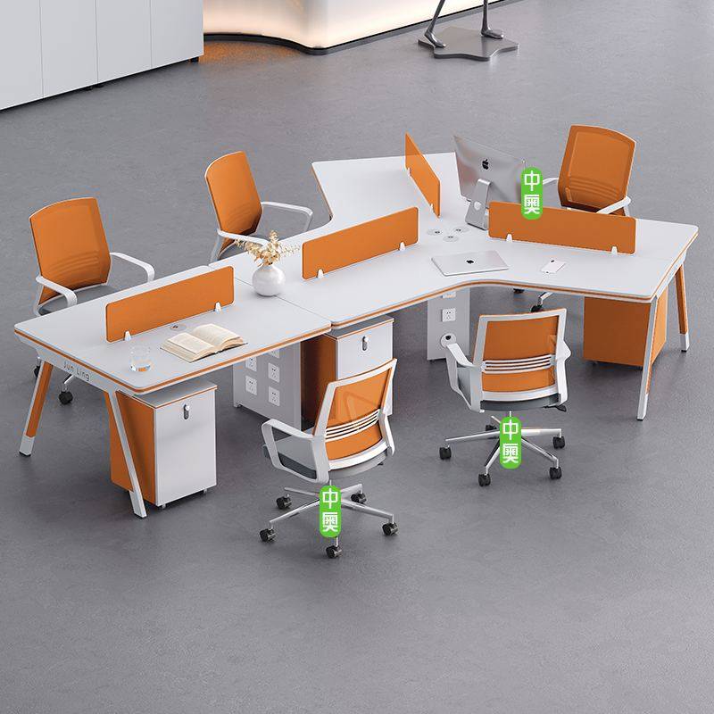 时尚创意6人位职员办公桌设计师款3/5人简约现代员工卡位桌椅组合