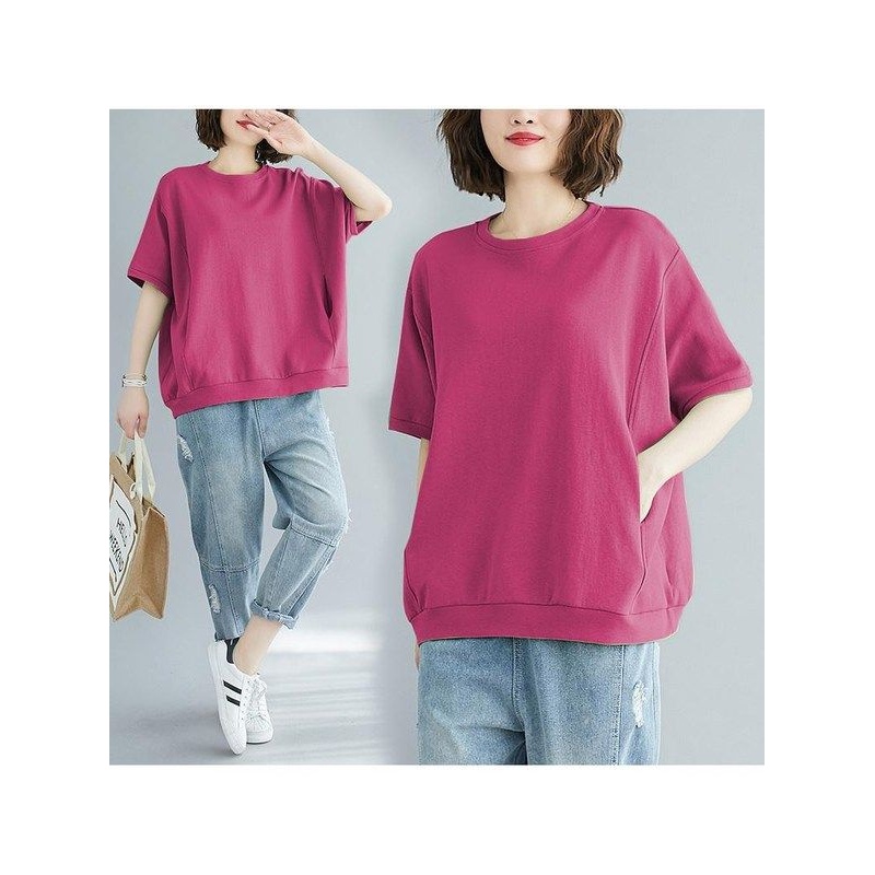 大码加肥女装200斤2024夏季宽松大码遮肉显瘦上衣纯色圆领短袖T恤