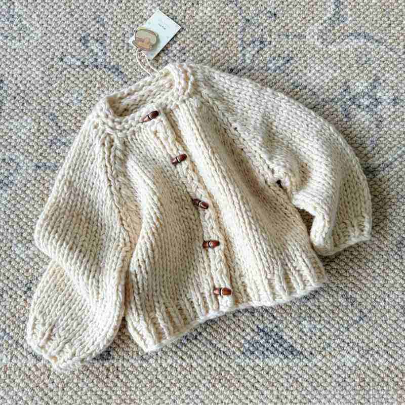 男女儿童粗毛线针织开衫春秋冬季2025新款童装单排牛角扣毛衣外套