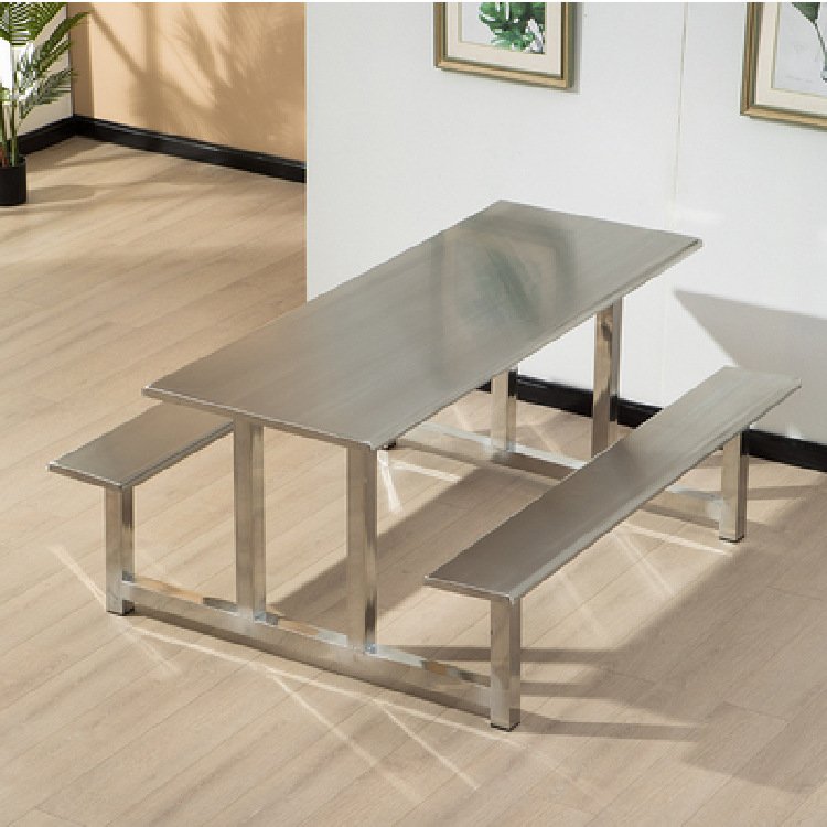 不锈钢桌椅4人6人2快餐店小吃餐厅8人员工厂连体学校生食堂餐桌椅