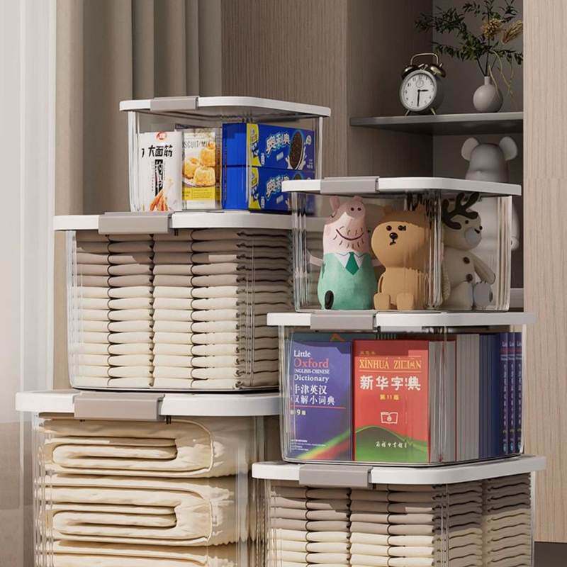 透明收纳箱家用车用衣服玩具零食后备整理箱储物箱子塑料筐收纳盒