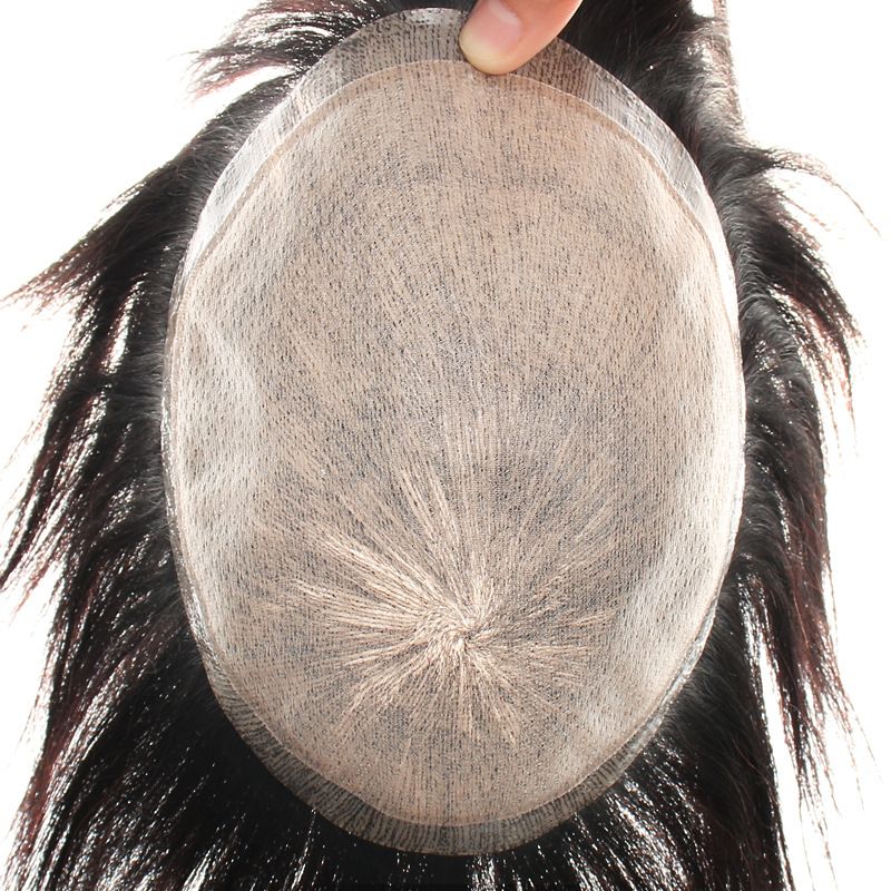 新款直销男士假发仿递针补发片无痕遮白发毛坯头顶补发块一件发代
