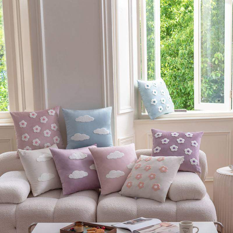 毛巾绒绣花抱枕高端家用公主小清新靠垫房靠背沙发枕头床头加厚垫,居家布艺,床头靠垫,淘宝优惠券,粉丝福利购,淘宝优惠卷