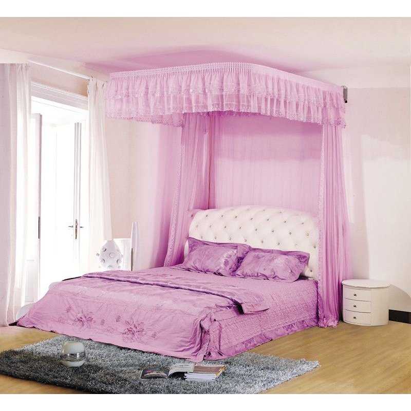 U型导轨蚊帐挂墙铝合金拉幕单开门 婚庆豪华宫廷公主打墙拉绳蚊帐