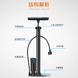 大力神自行车打气筒家用打气泵气管便携小汽车篮球电动车充气子筒