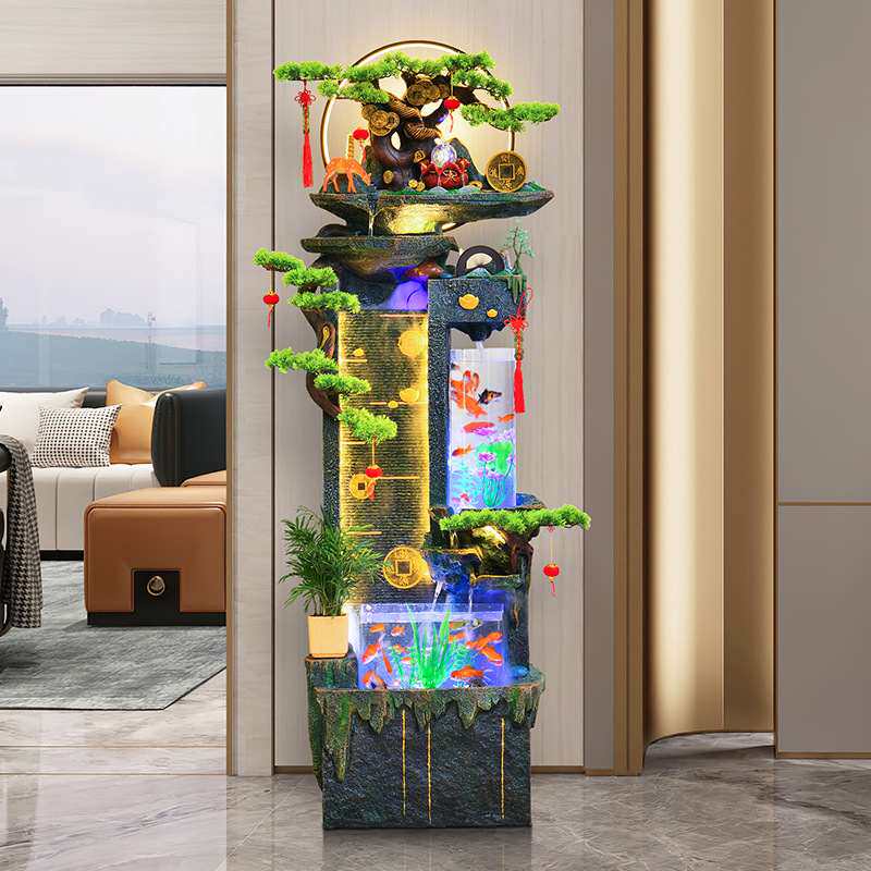 高山流水喷泉客厅加湿器假山鱼缸生财装饰户外商业会所客厅装饰品,家居饰品,流水摆件,淘宝优惠券,粉丝福利购,淘宝优惠卷