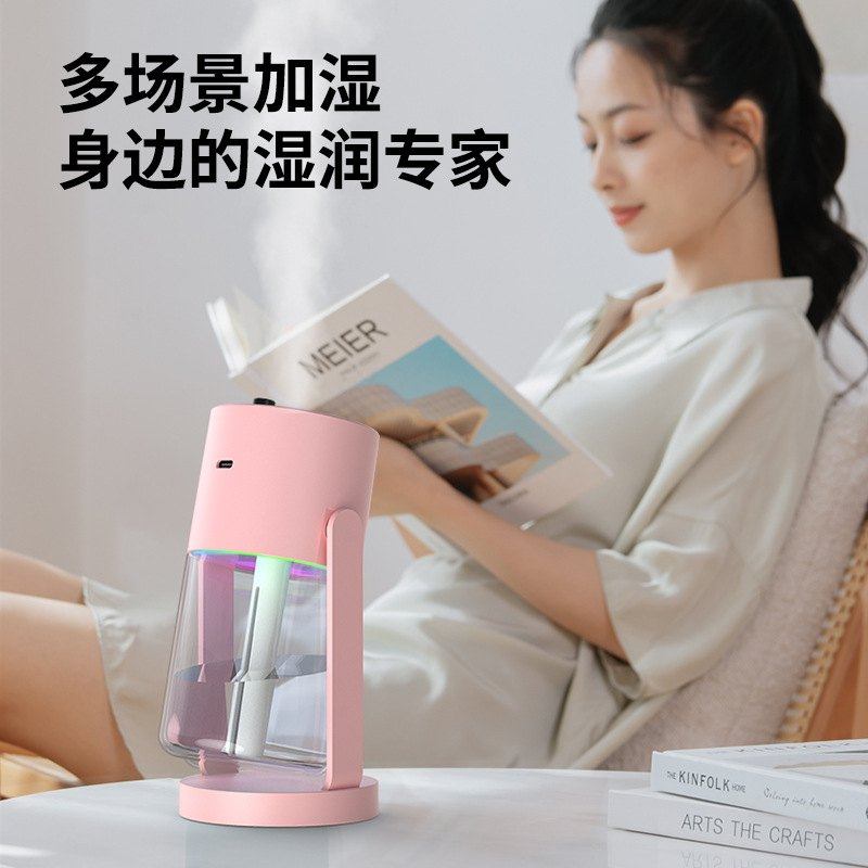 25年新款星空顶摇头静音桌面香薰载机车加湿器投影机加湿器空气