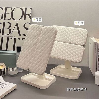 学生宿舍专用化妆镜收纳盒一体便携美妆带折叠镜镜子台式梳妆台灯