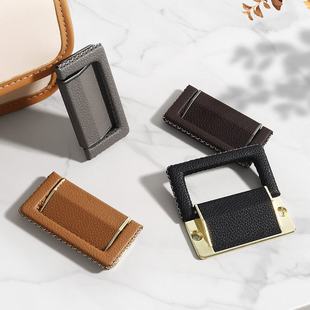 黑色柜门拉手隐形抽屉橱柜锌合金免五金家具配件门把手皮革打孔