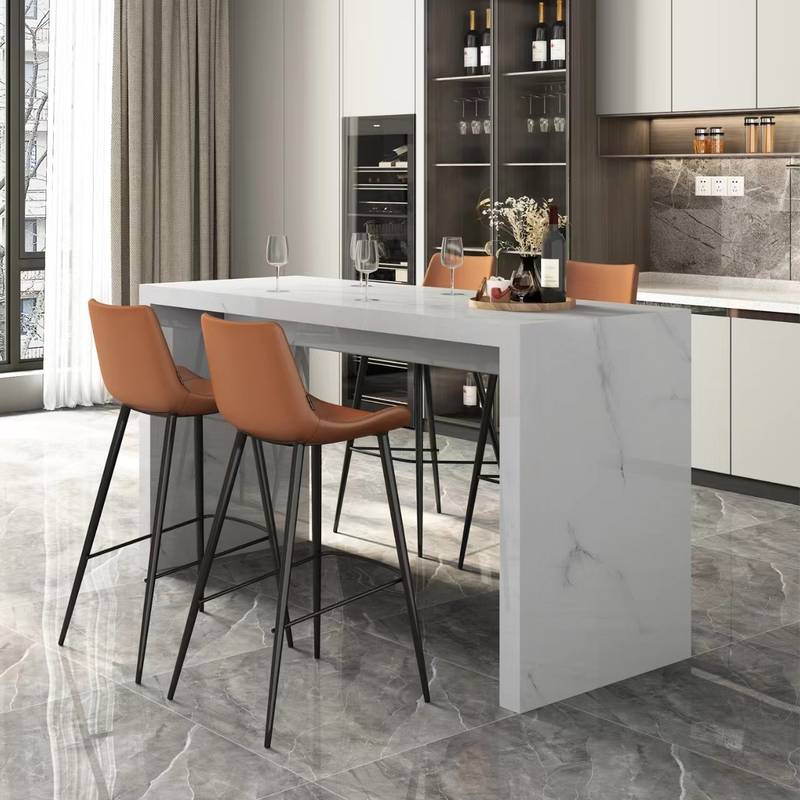大理石家用吧台中岛台餐桌一体折叠开放式客厅厨房多功能储物吧台