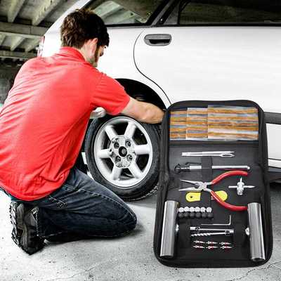 汽车应急补胎工具户外车用通用工具轮胎补休修补套装快速工具包