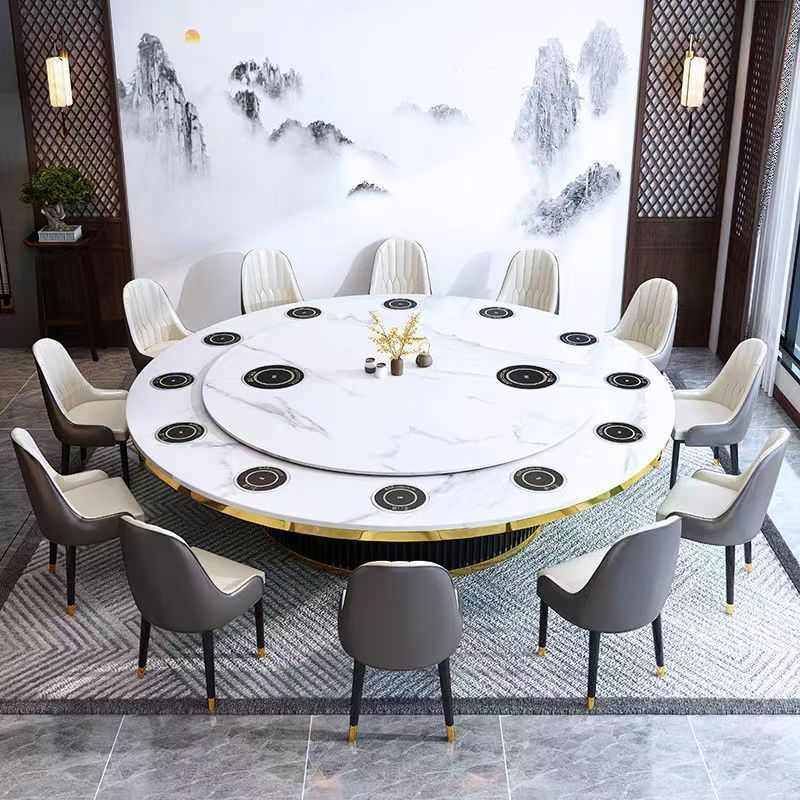 酒店大圆桌电动岩板圆桌全自动家用圆桌商用12人16人高档岩板餐桌,住宅家具,岩板餐桌,淘宝优惠券,粉丝福利购,淘宝优惠卷