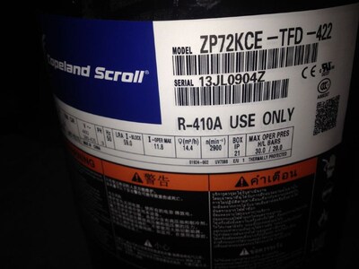 ZP72KCE-TFD-422 ZP72KCE-TFD-420原装谷轮6P匹压缩机4管R410A