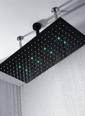 黑色长方形LED嵌入式冷热天幕淋浴套装带淋浴置物架HI05073C