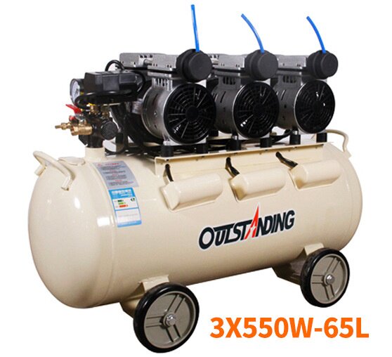 奥突斯空压机3*550W-65L静音汽修无油打气泵220v装修木工喷漆气泵图片