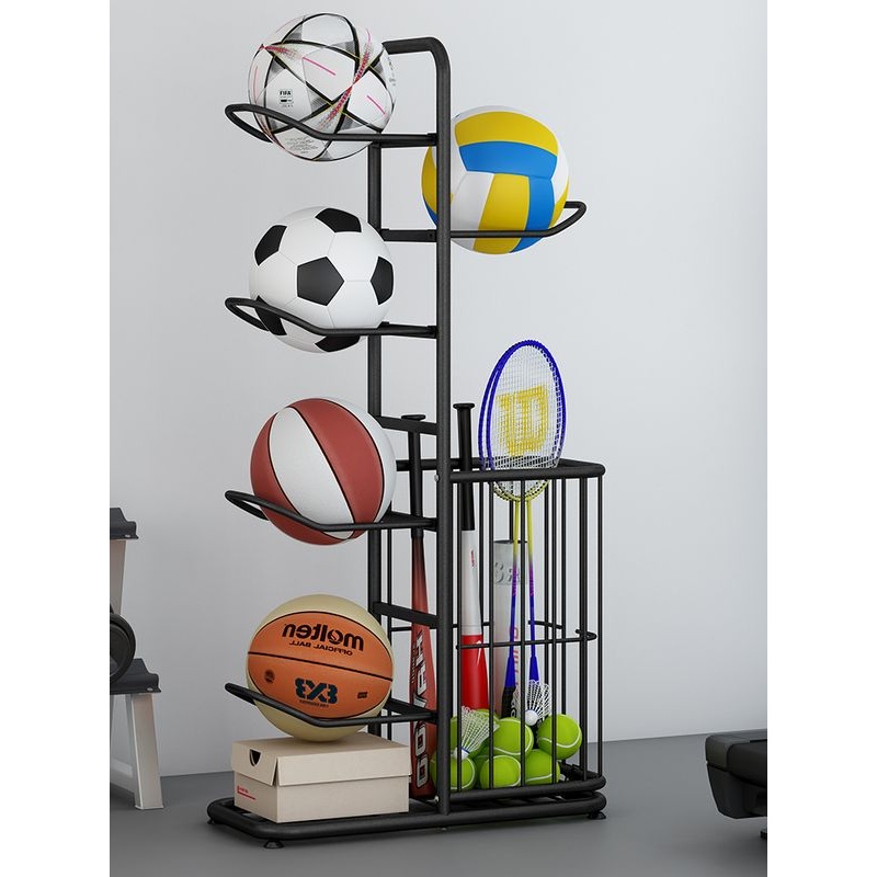 篮球收纳架家用室内球类足球排球羽毛球摆放置物架运动器材收纳筐