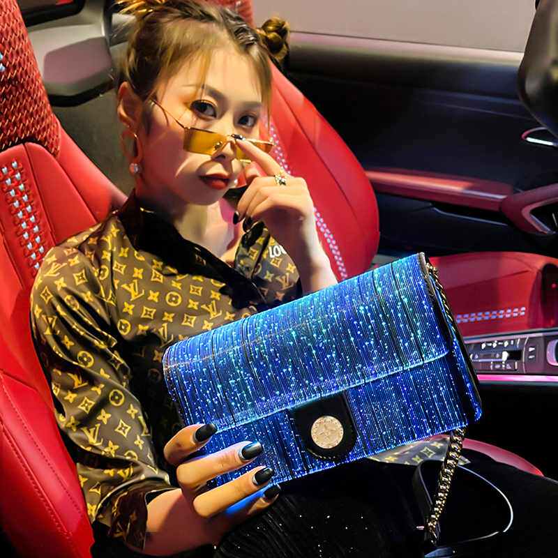 新品 发光女包LED爆款包时尚晚宴包光纤女包新奇特发光包单肩挎包