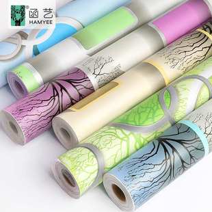 跨境供应时尚立体pvc自粘贴墙纸自wallpaper壁纸树方格墙布贴纸