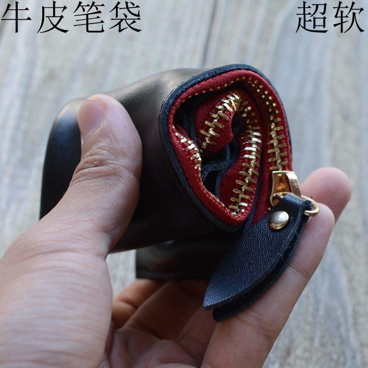 欧美真皮笔袋复古钢笔保护套笔套皮拉链收纳皮套二层学习批发文具,文具电教/文化用品/商务用品,笔袋,淘宝优惠券,粉丝福利购,淘宝优惠卷
