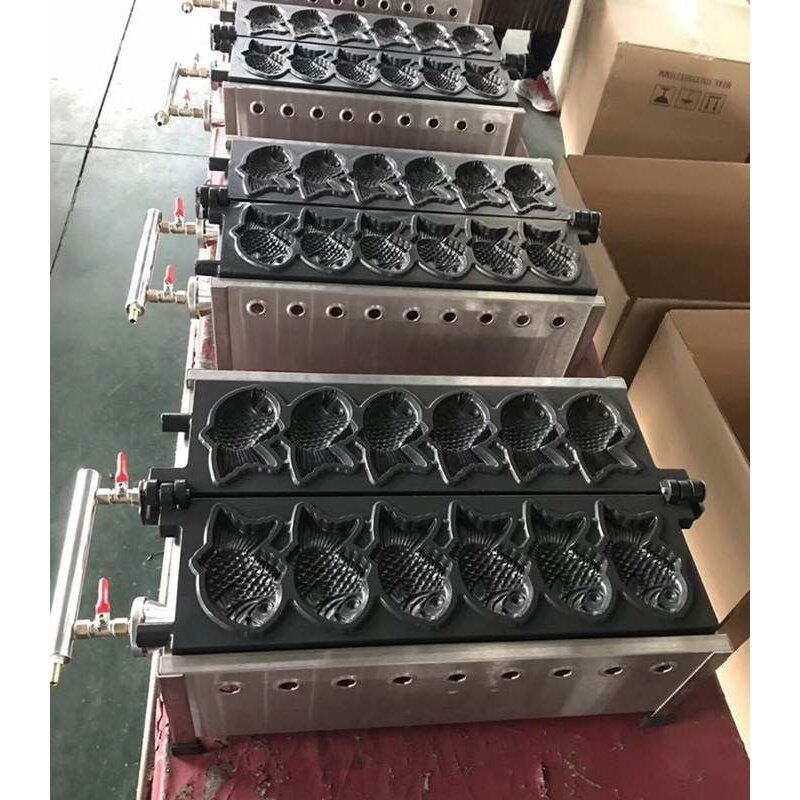 燃气鲷鱼烧机器六孔台湾五谷鱼机夹馅韩式小鱼饼小吃设备