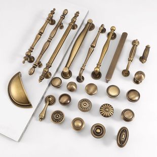 批发法式柜门拉手古铜色柜子衣柜橱柜复古门把手抽屉美式拉手黄铜