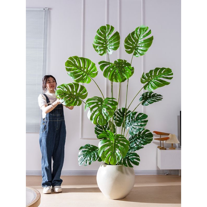 大型仿真龟背竹假树装饰落地盆高级仿生绿植物室内客厅造景plant