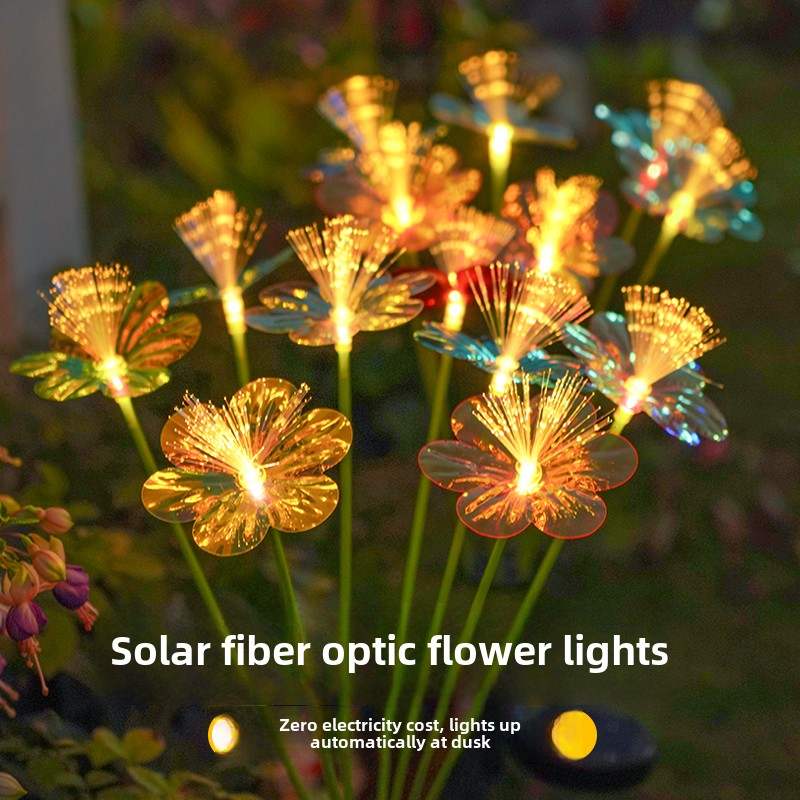太阳能庭院灯户外布置氛围草坪地插灯花园阳台装饰七彩光纤蝴蝶灯