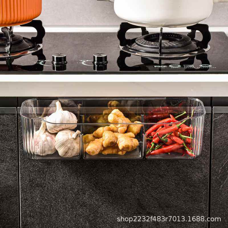 透明姜蒜收纳筐橱柜挂篮置物架收纳盒大蒜生姜调料收纳厨房柜门篮,收纳整理,橱柜收纳筐,淘宝优惠券,粉丝福利购,淘宝优惠卷