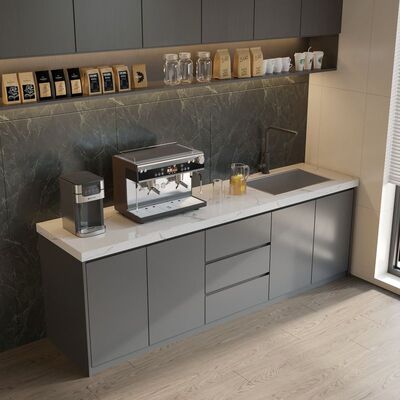 公司水吧台一体柜家用厨房橱柜带抽屉餐边柜办公室岩板商用吧台柜