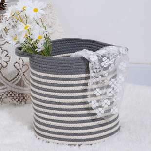 棉线绳收纳玩具编织整理筐收纳篮脏衣篮化妆品杂物盒储物篮
