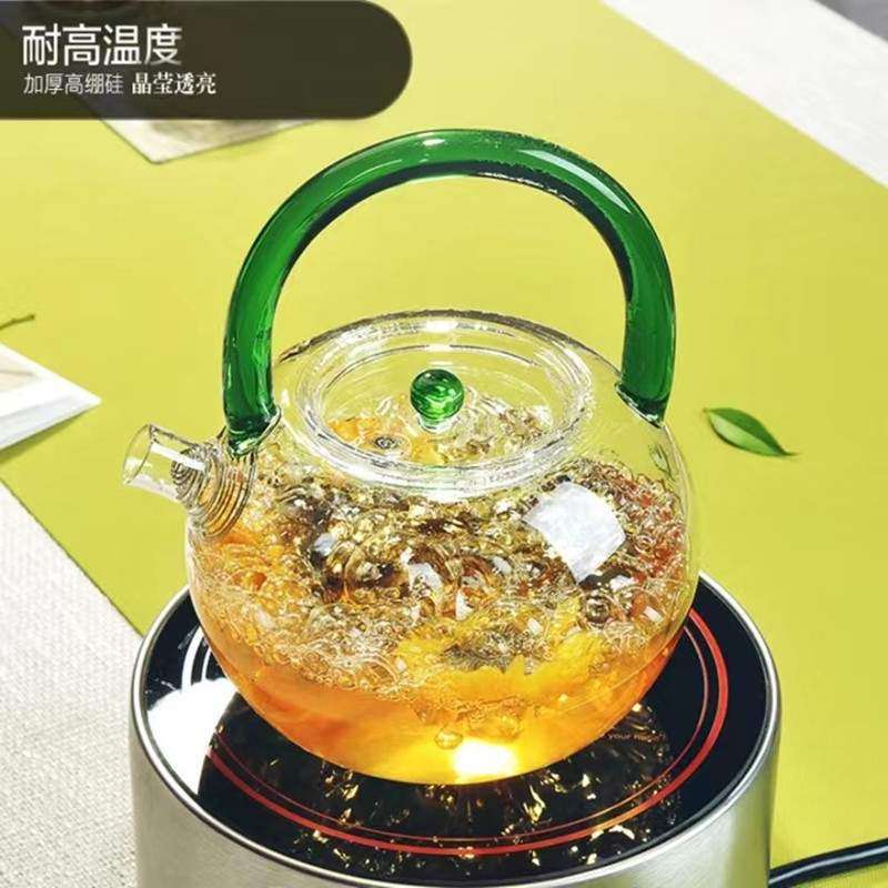 可直火加热养生壶茶壶壶玻璃高沸水硅耐高温泡茶壶煮水壶提梁烧硼