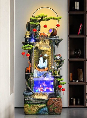 客厅假山招财风水轮流水循环水玄关落地摆件鱼缸公司乔迁开业装饰