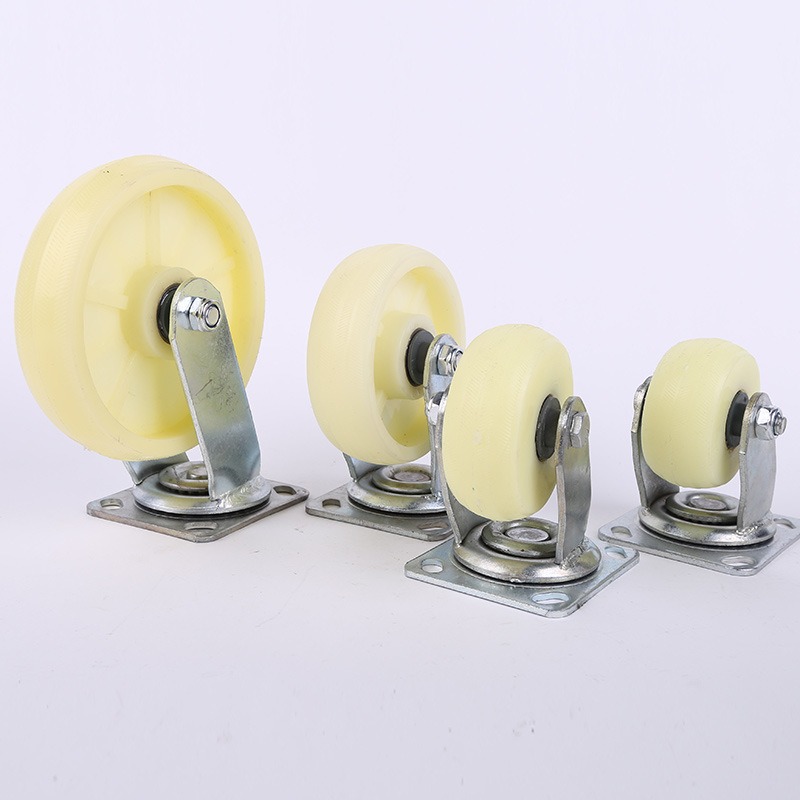 新款直销转向脚轮4寸重型工业尼龙轮5寸万向轮白尼双轴承刹车轮子