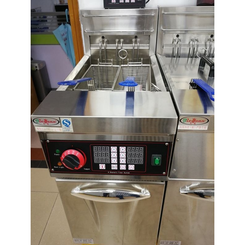 杰冠DF-26A立式单缸双筛肯德基电炸炉带计时器炸薯条机鸡翅油炸锅