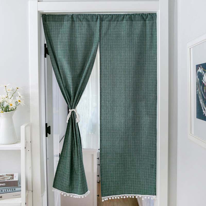 双面素色棉麻日式门帘卧室厨房半帘隔断帘粘贴橱柜帘风水帘免打孔,居家布艺,门帘,淘宝优惠券,粉丝福利购,淘宝优惠卷