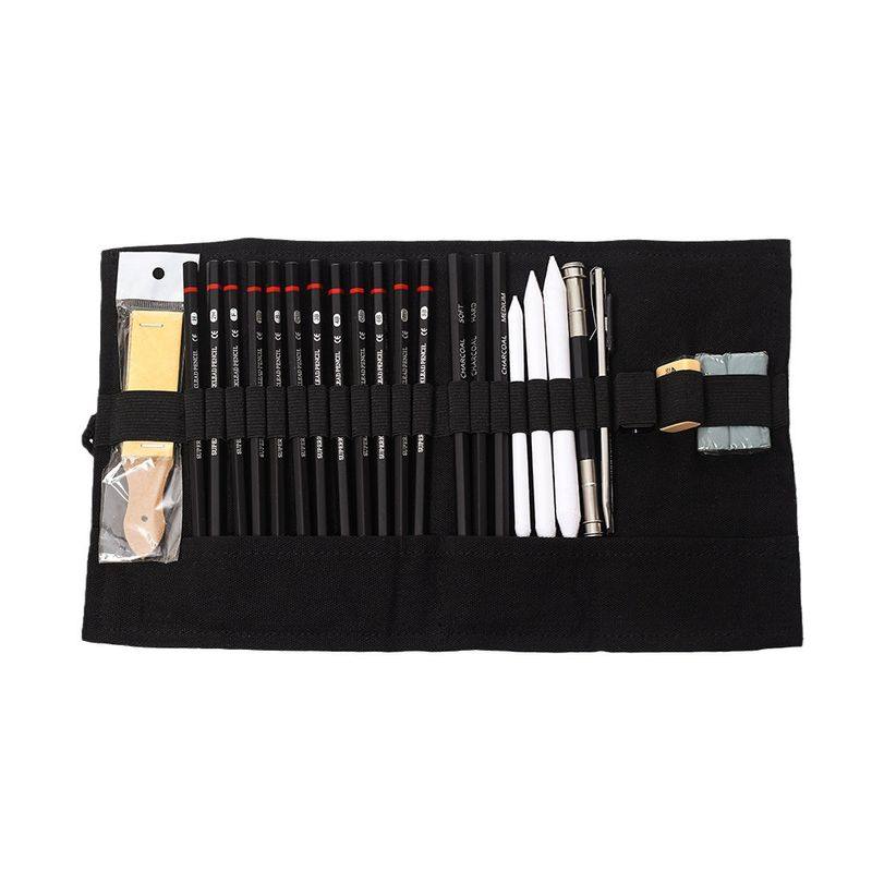 帆布帘笔袋24件套素描加炭笔便携式素描铅笔绘画套装铅笔工具套装,文具电教/文化用品/商务用品,笔帘,淘宝优惠券,粉丝福利购,淘宝优惠卷