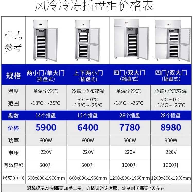 商用立式四门冷冻柜风冷面团速冻插盘冰箱无霜低温慕斯蛋糕烘焙柜