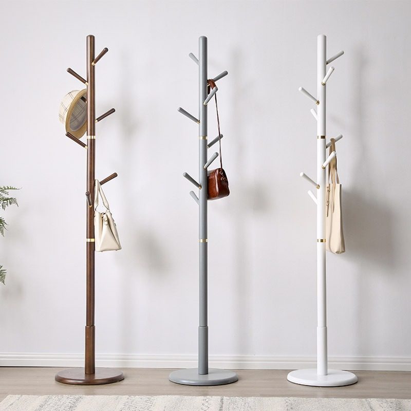 新款直销家逸实木衣帽架挂衣架落地卧室简易衣架置衣架立式挂包架