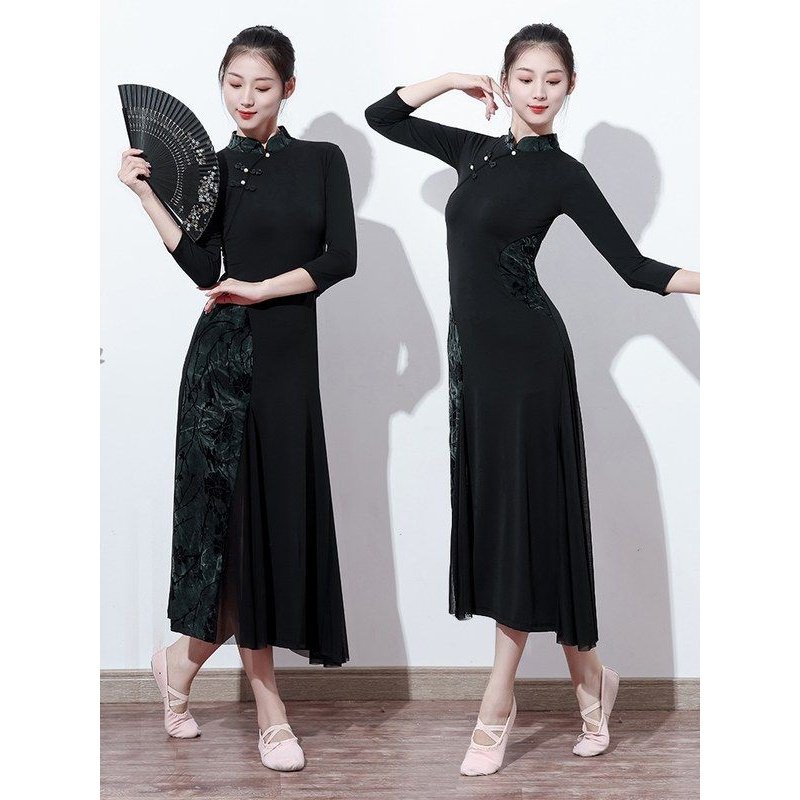 新款古典舞旗袍舞蹈服女飘逸中国舞练功服现代改良民族舞演出服装