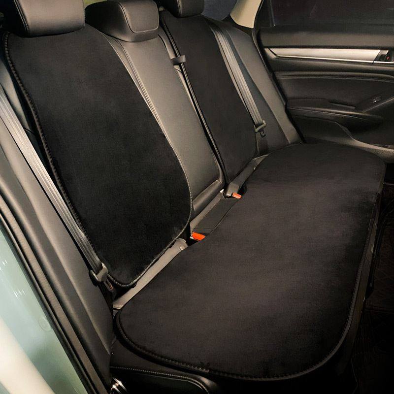 黑色风汽车坐垫冬季长毛绒座椅三件套座垫女毛绒防冻车载简约加热