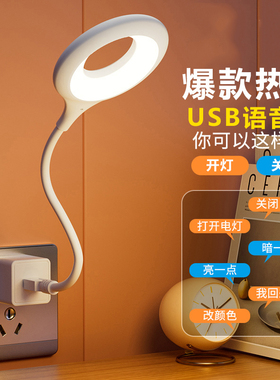 智能语音小夜灯网红声控感应一led婴儿喂奶护眼usb灯宿舍人工智能