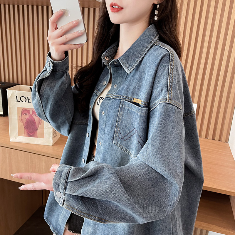 早春装2025新款大码女装开衫外套女薄款牛仔衬衫爆款时尚洋气上衣