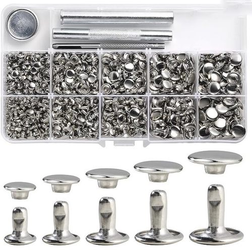 340套装皮革铆钉5尺寸双帽铆钉管双面撞钉配工具 diy工艺纽扣跨境