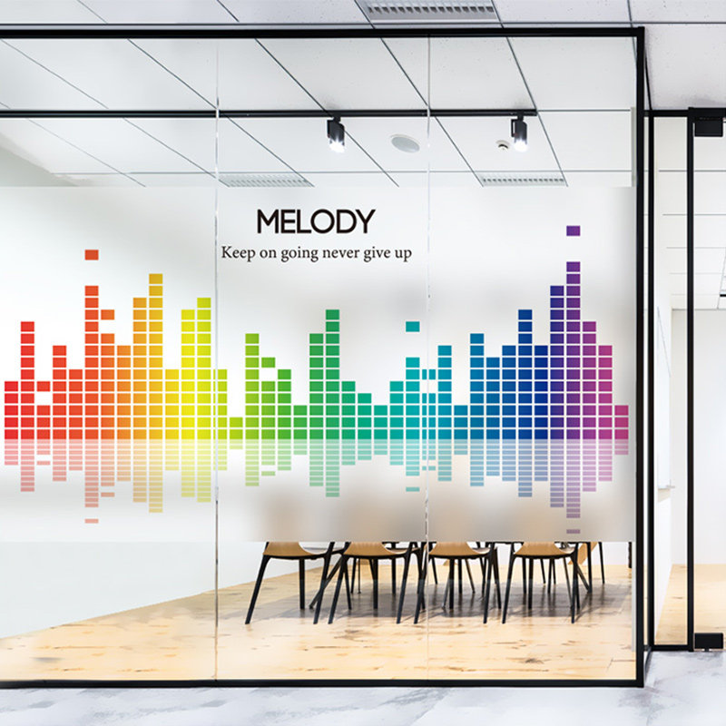 美妙的旋律创意个性公司办公室门窗装饰玻璃贴膜静电贴纸尺寸定制