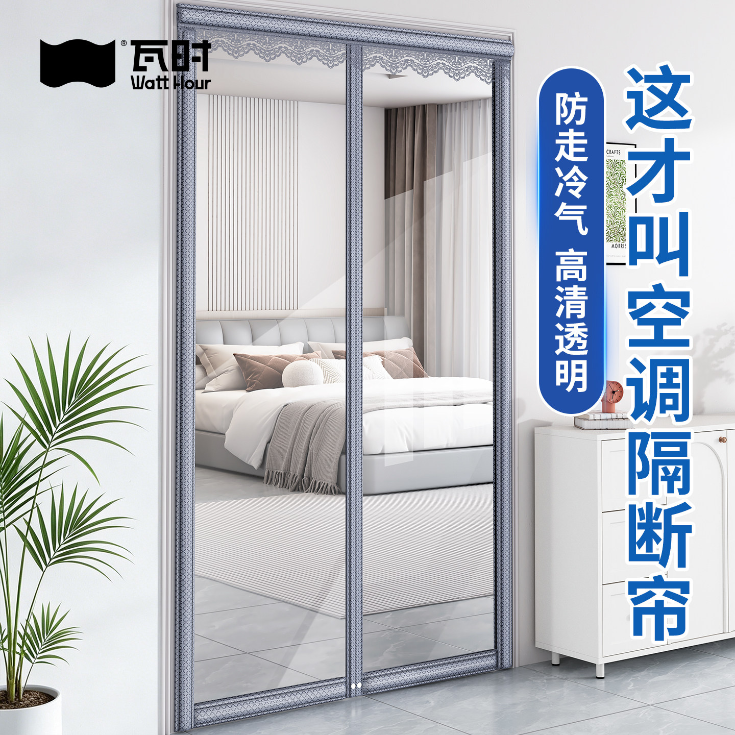 空调门帘隔断帘挡风防走冷气防风卧室家用磁吸厨房防油烟塑料透明