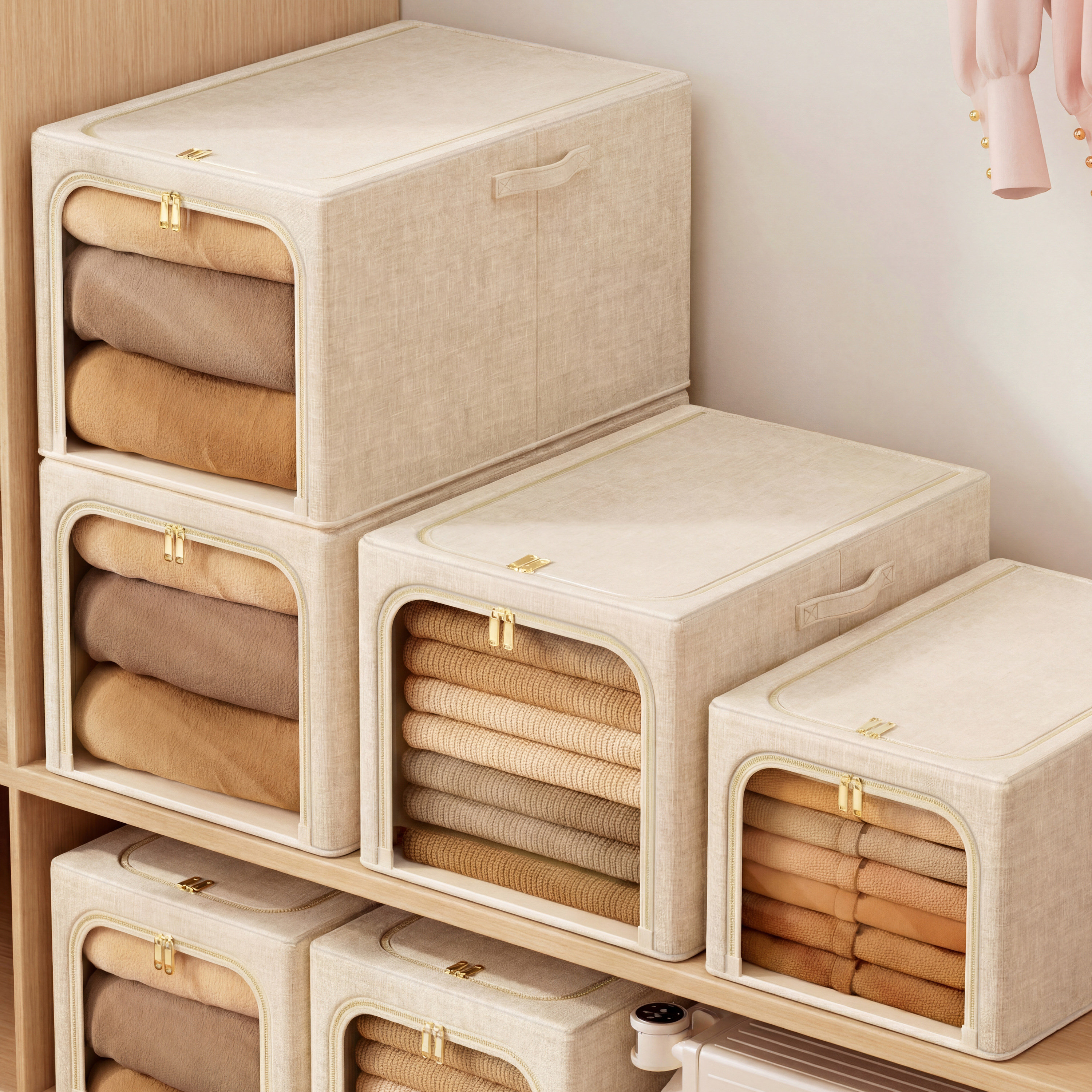 日本衣服收纳箱衣柜布艺收纳盒棉麻百纳箱家用被子收纳神器可折叠,收纳整理,收纳箱,淘宝优惠券,粉丝福利购,淘宝优惠卷